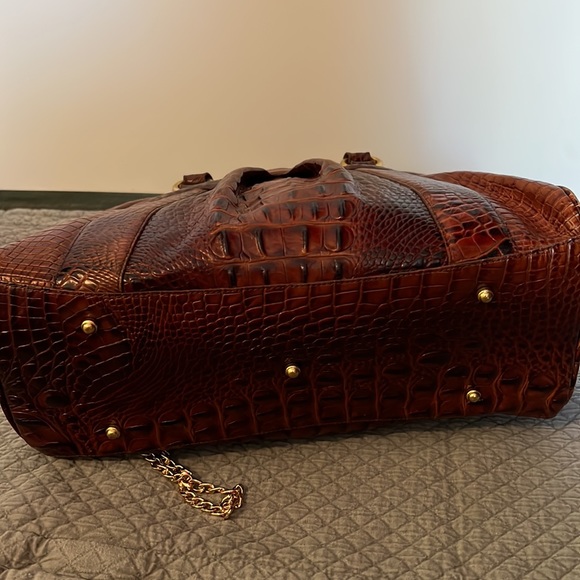 Brahmin satchel crocodile embossed brown leather large EUC Price Is Firm - Picture 8 of 13